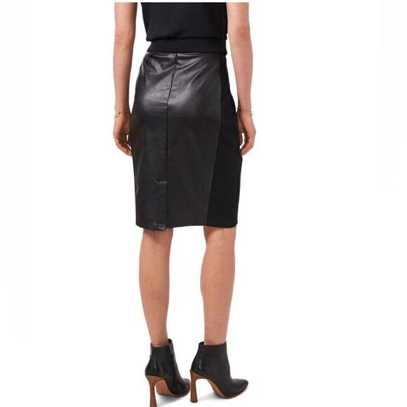 1.STATE Pieced Faux Leather & Knit Midi Skirt, Black, Size Small (4/6), NWT - Picture 4 of 6